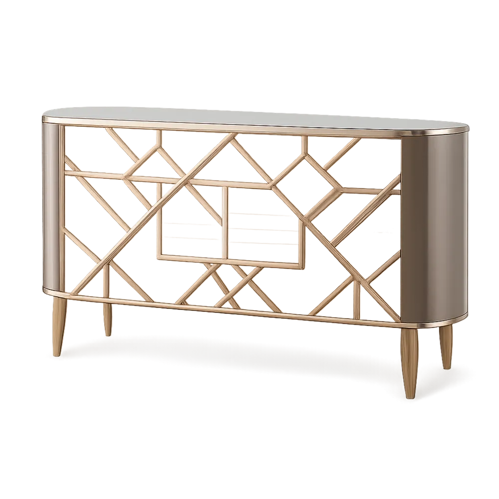 Sideboard mit 2 Türen MDF Holzwerkstoff Metallbeinen Beige Gold 160 x 40 x 85 cm
