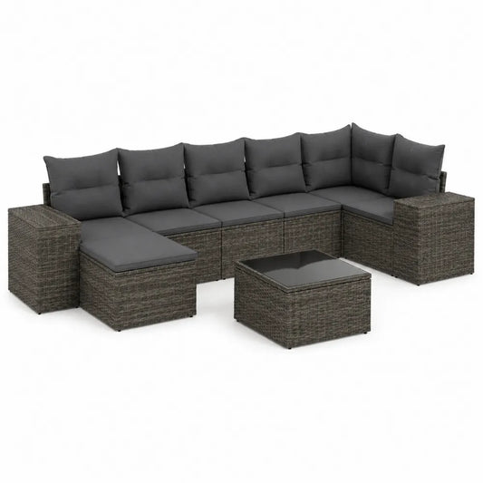 Gartenlounge Set mit Ecksofa Hocker und Couchtisch Polyrattan Anthrazit 250 x 250 cm